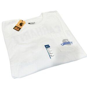 Carhartt Men's Long Sleeve White T-Shirt with Pocket | Relaxed Fit | XL